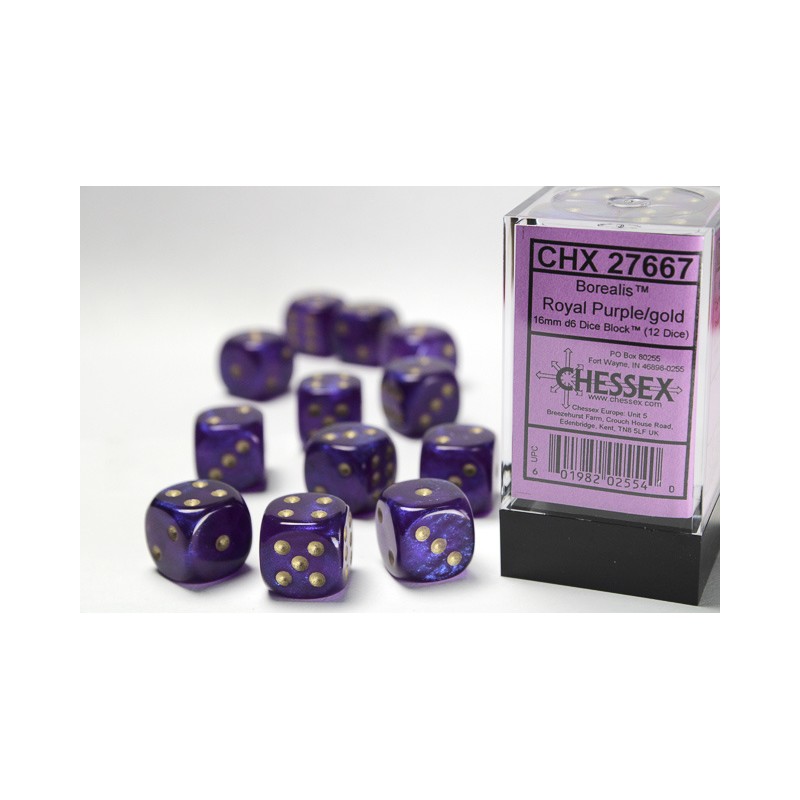 Pack 12 dés 6 Violet Royal Chessex Annecy
