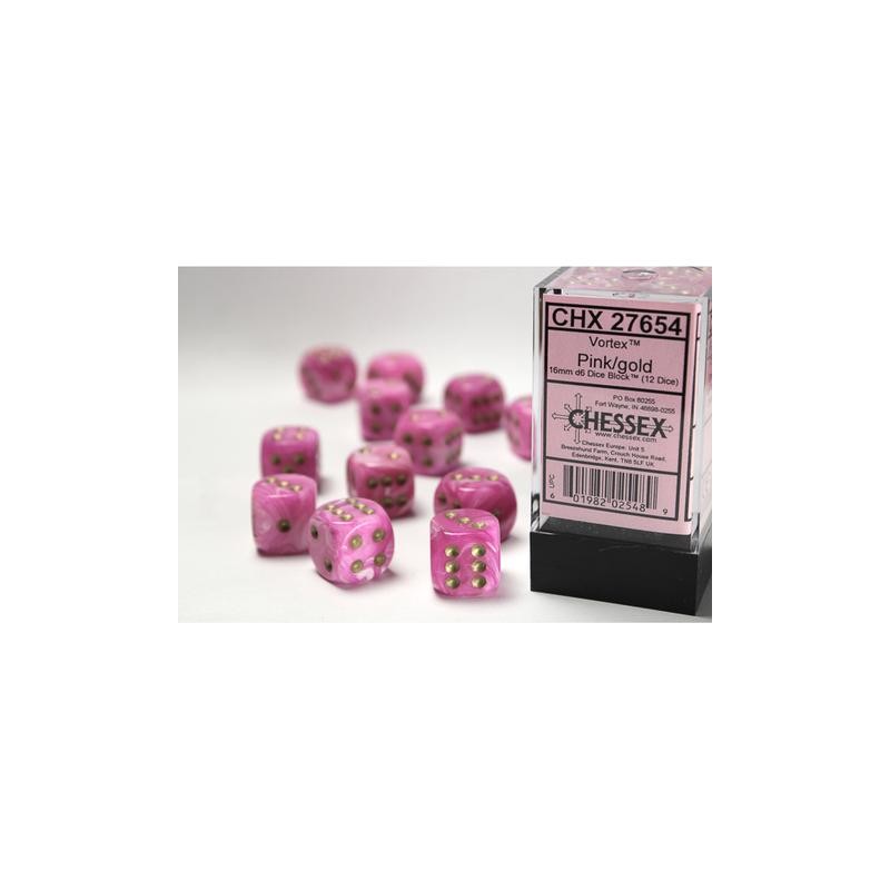 Boîte de 12 dés 6 * vortex * ROSE un jeu Chessex