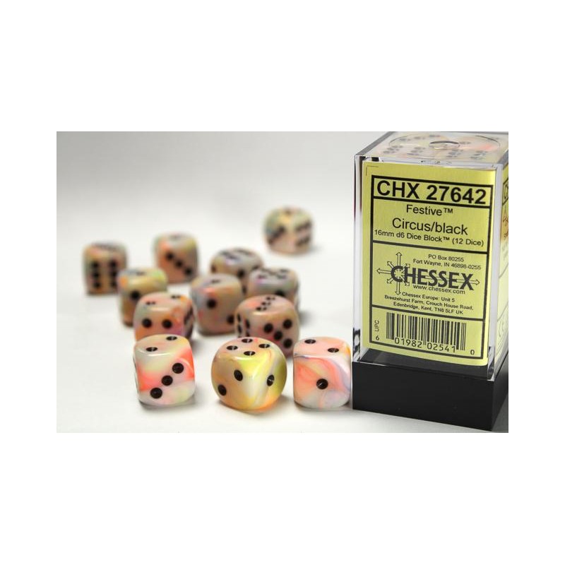 Boîte de 12 dés 6 * festive * CIRCUS un jeu Chessex