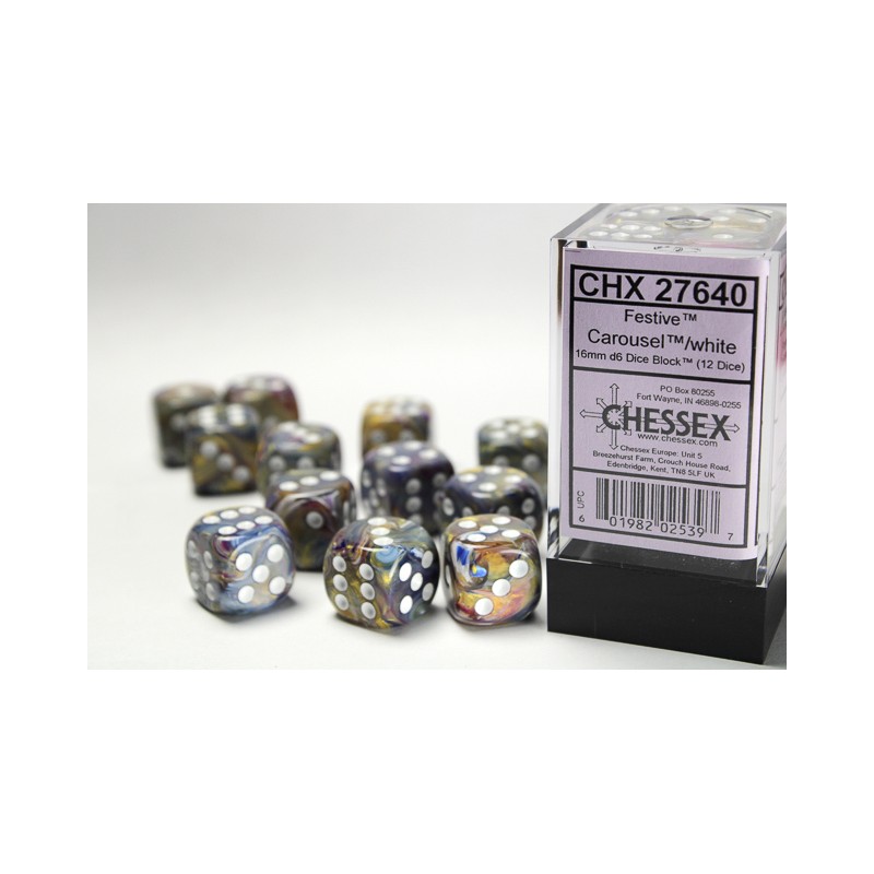 Pack de 12 dés 6 * festive * CARROUSEL un jeu Chessex