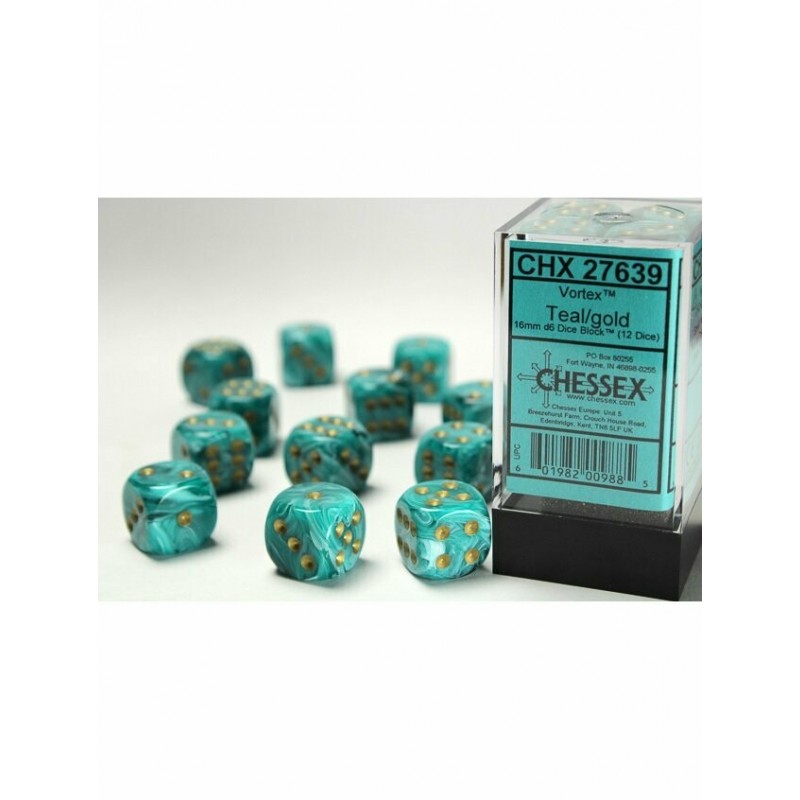 Boîte de 12 dés 6 * vortex * SARCELLE / TEAL un jeu Chessex