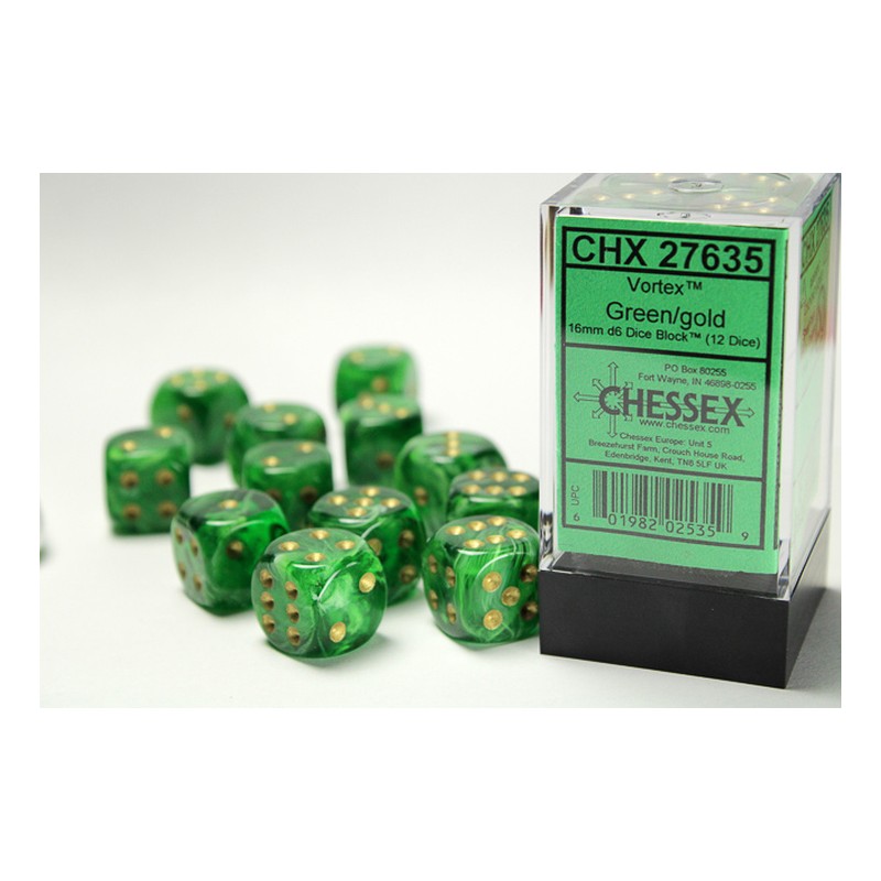 Pack 12 dés 6 Vert Chessex Annecy