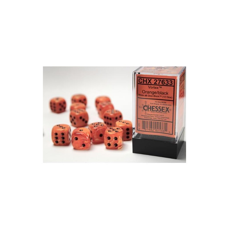 Pack 12 dés 6 Orange Chessex Annecy