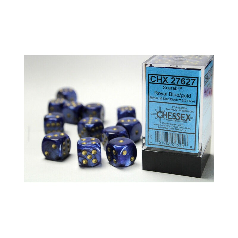 Pack 12 dés 6 Bleu Roi Chessex Annecy