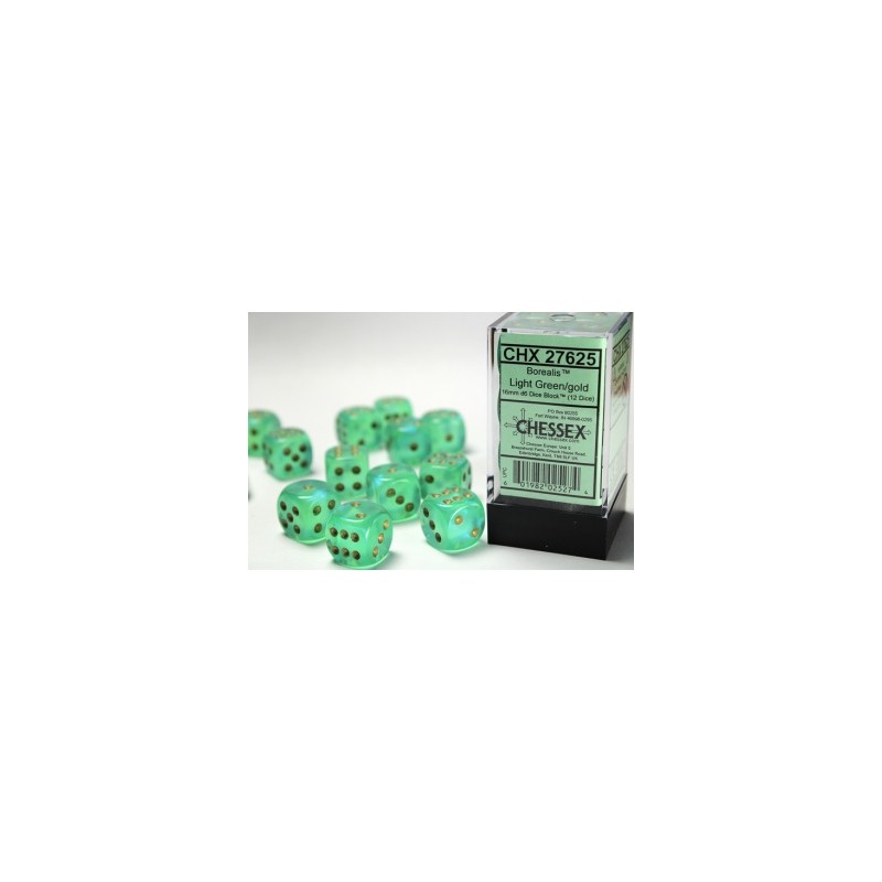 Pack 12 dés 6 Vert Clair Chessex Annecy