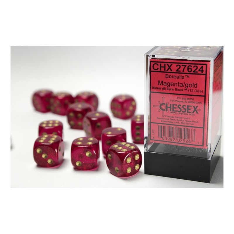 Pack 12 dés 6 Magenta Chessex Annecy