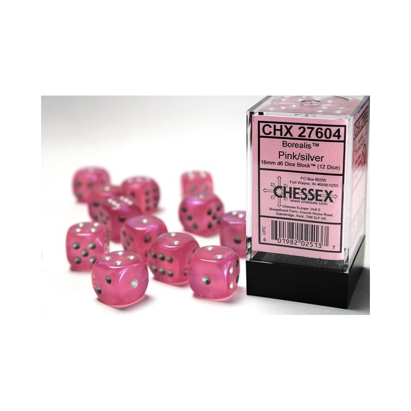 Pack 12 dés 6 Rose Chessex Annecy