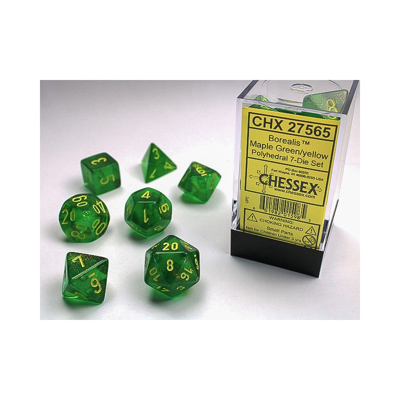 7 dés * Borealis * Maple Green un jeu Chessex