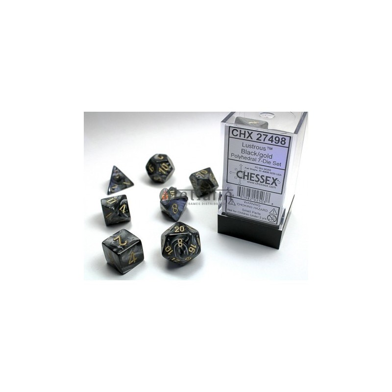 Pack 7 dés Noir Chessex Annecy Jeu de rôle