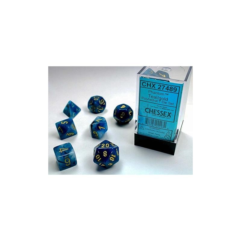 Pack 7 dés Sarcelle Chessex Annecy Jeu de Rôle