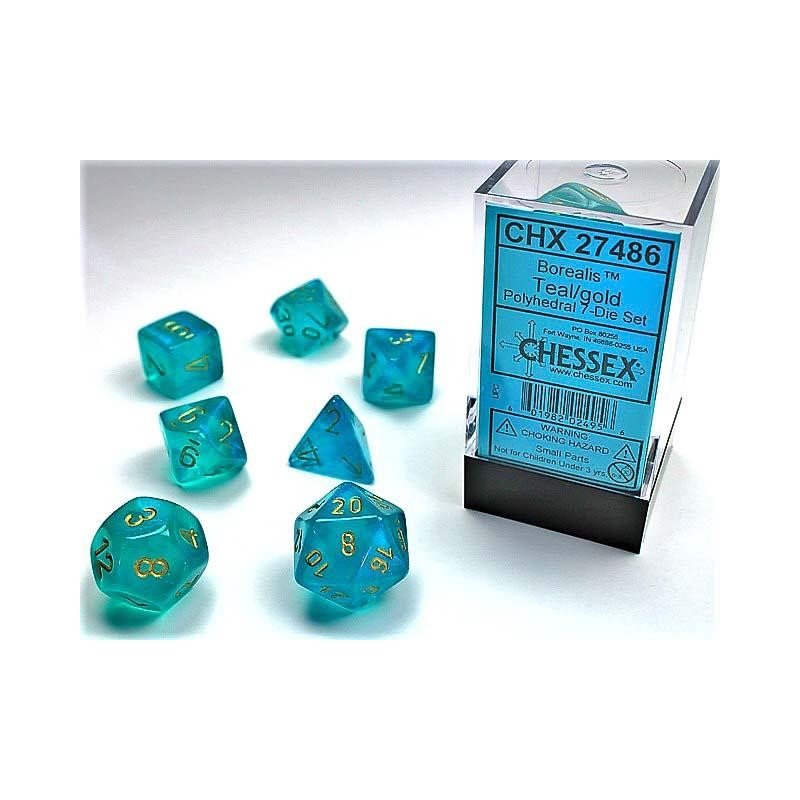 Pack 7 dés Sarcelle Chessex Annecy Jeu de Rôle