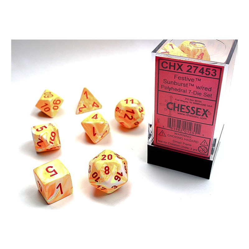 7 dés * Festive * Sunburst un jeu Chessex