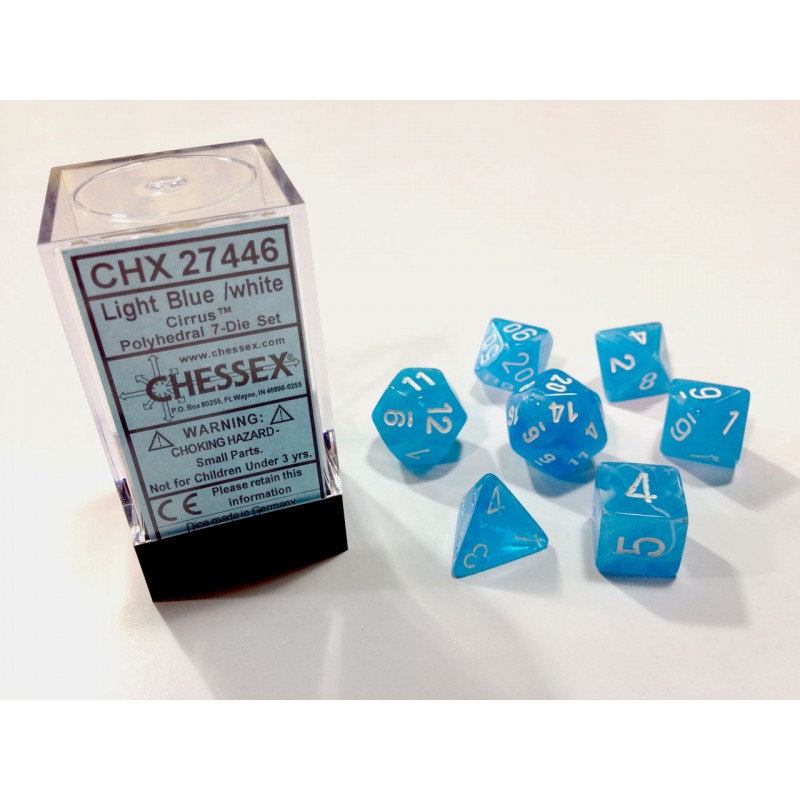 7 dés * cirrus * BLEU CLAIR un jeu Chessex