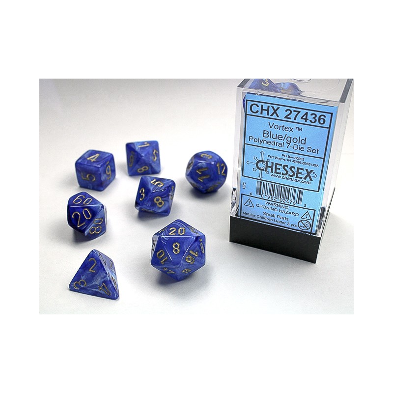 Pack 7 dés Bleu Chessex Annecy Jeu de Rôle