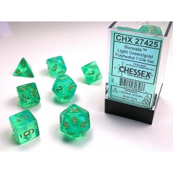 Pack 7 dés Vert Clair Chessex Annecy Jeu de Rôle