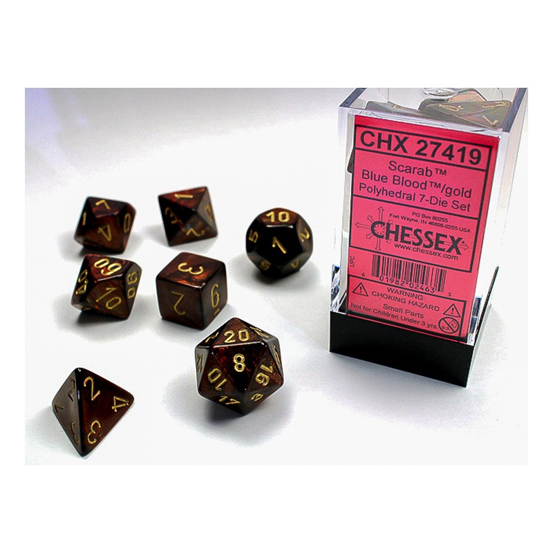 Pack 7 dés Sang Bleu Chessex Annecy Jeu de Rôle