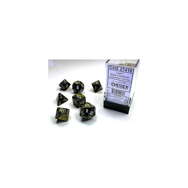 Pack 7 dés Noir/Or Chessex Annecy jeu de rôle