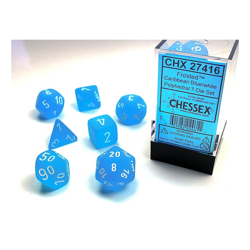 Pack 7 dés Bleu Caraïbes Chessex Annecy Jeu de Rôle