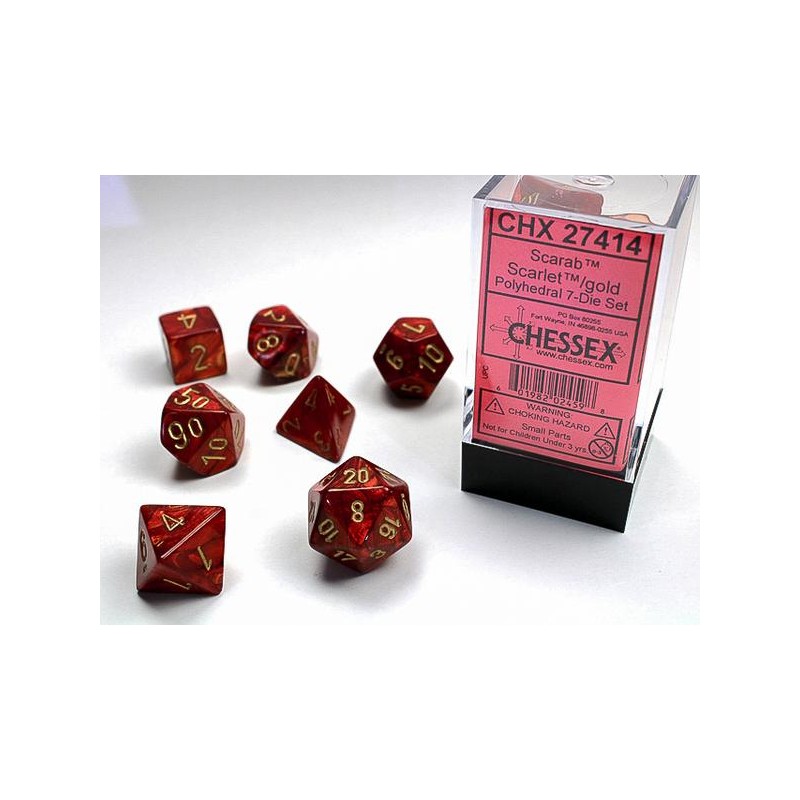 Pack 7 dés Scarlet Chessex Annecy Jeu de rôle