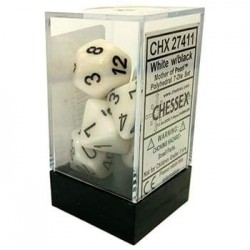 7 dés * nacre * BLANC / MOTHER OF PEARL WHITE un jeu Chessex