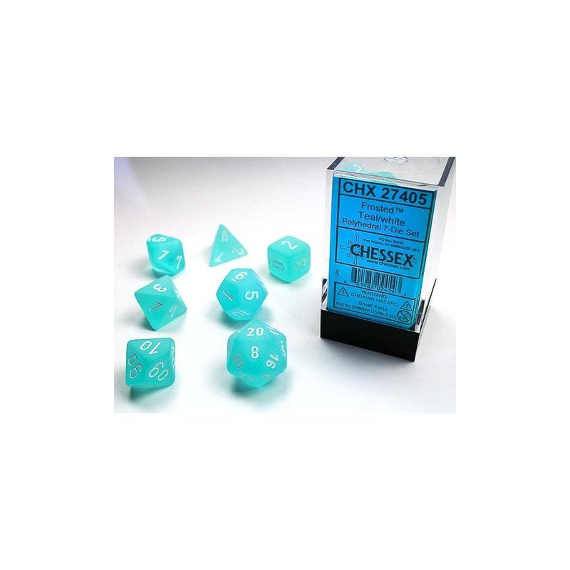 Pack 7 dés Bleu/Vert Chessex Annecy Jeu de rôle