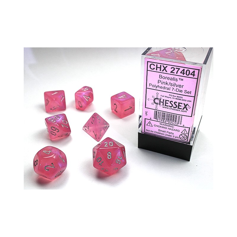 Pack 7 dés Rose Chessex Annecy Jeu de rôle