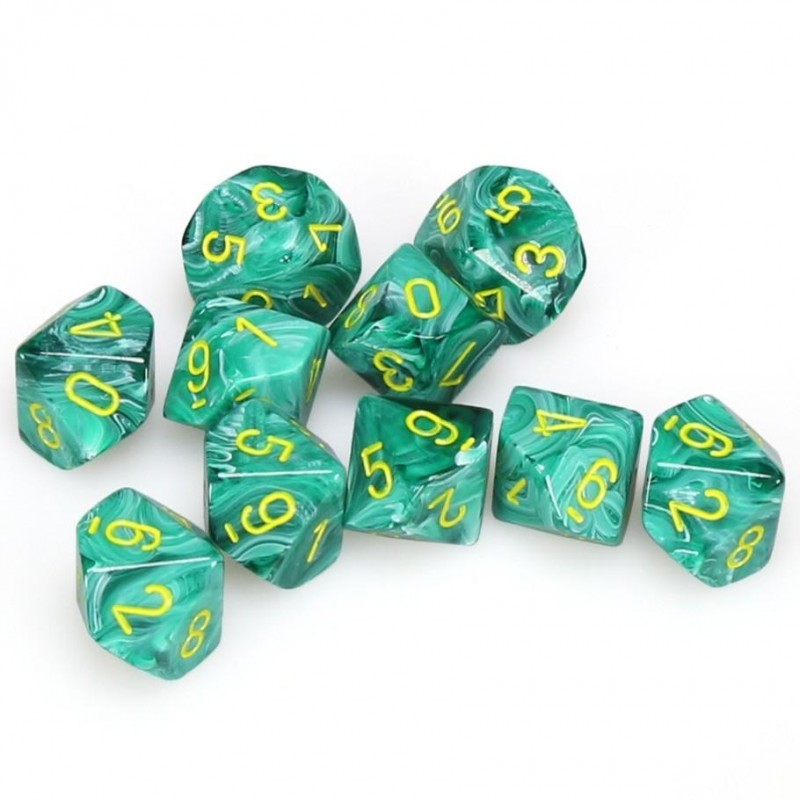 10 dés 10 * vortex * VERT MALACHITE un jeu Chessex